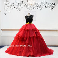 【お客様専用ページ】ウエディングドレス(六本ワイヤーパニエ)　赤黒ドレス 1枚目の画像