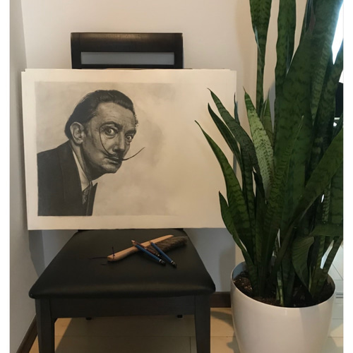 鉛筆画（人物・ダリ）A2サイズ（420㎜×594㎜） 絵画 ＊想い出屋
