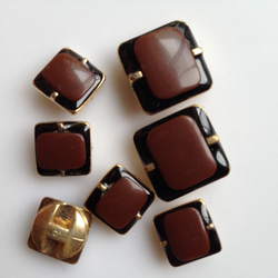 茶色×黒　ミニ6個　昭和レトロ　デッドストック　ボタン（11） 2枚目の画像