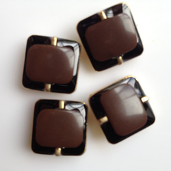 こげ茶色×黒　中4個　昭和レトロ　デッドストック　ボタン（11） 1枚目の画像