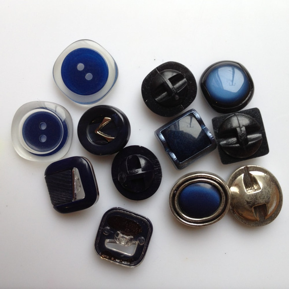 紺系セット　12個②　昭和レトロ　デッドストック　ボタン 2枚目の画像