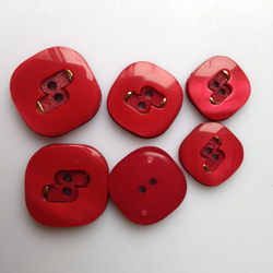 赤×金　大4個　昭和レトロ　デッドストック　ボタン（19） 2枚目の画像