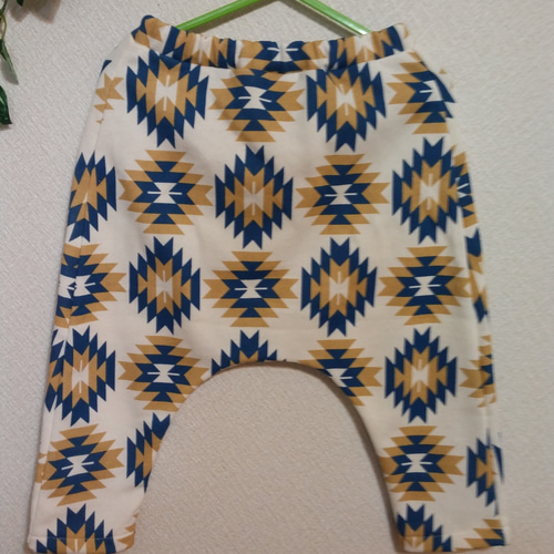 サルエルパンツ 幾何学模様(青) M(75～82㎝) 子供服 Le Sourire