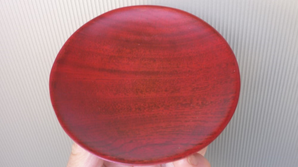 赤拭き漆ケヤキ小皿 5枚目の画像