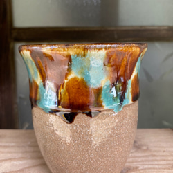 フリーカップ大　三彩紋　２個セット　タンブラー　カップ　陶器　エドメ陶房　やちむん 4枚目の画像
