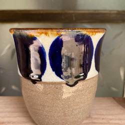 フリーカップ大　青丸紋　２個セット　タンブラー　カップ　陶器　エドメ陶房　やちむん 3枚目の画像