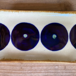 【アウトレット】板皿　青丸紋　２枚セット　エドメ陶房　やちむん　陶器　皿 4枚目の画像