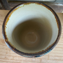 フリーカップ大　花紋　２個セット　タンブラー　カップ　陶器　エドメ陶房　やちむん 6枚目の画像