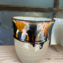 フリーカップ大　呉須三彩紋　２個セット　タンブラー　カップ　陶器　エドメ陶房　やちむん 3枚目の画像
