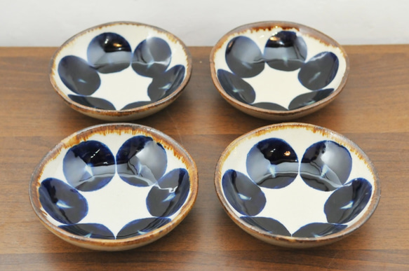 オーバル皿　小鉢　丸紋コバルト　セット　やちむん　エドメ陶房 3枚目の画像