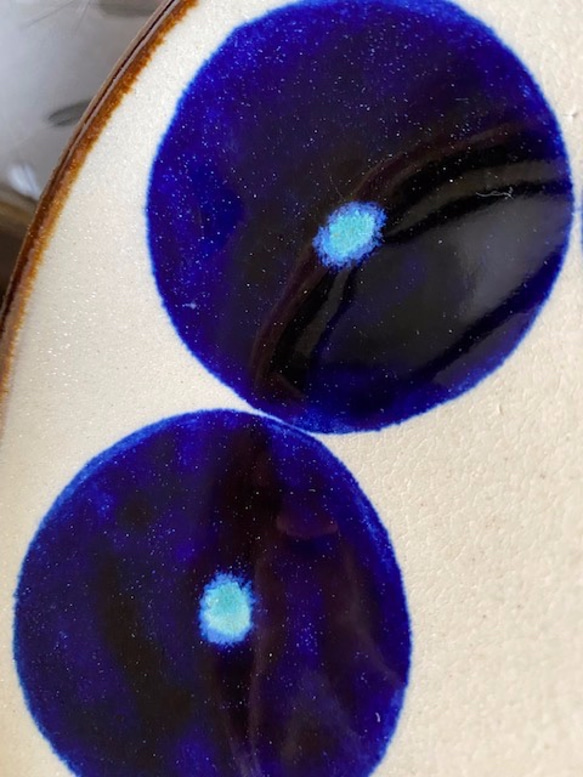 【アウトレット】オーバル皿　青丸紋　３枚セット　やちむん　エドメ陶房 9枚目の画像