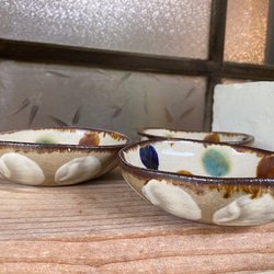 【アウトレット】小鉢　水玉紋　３枚セット　エドメ陶房　やちむん  陶器 2枚目の画像