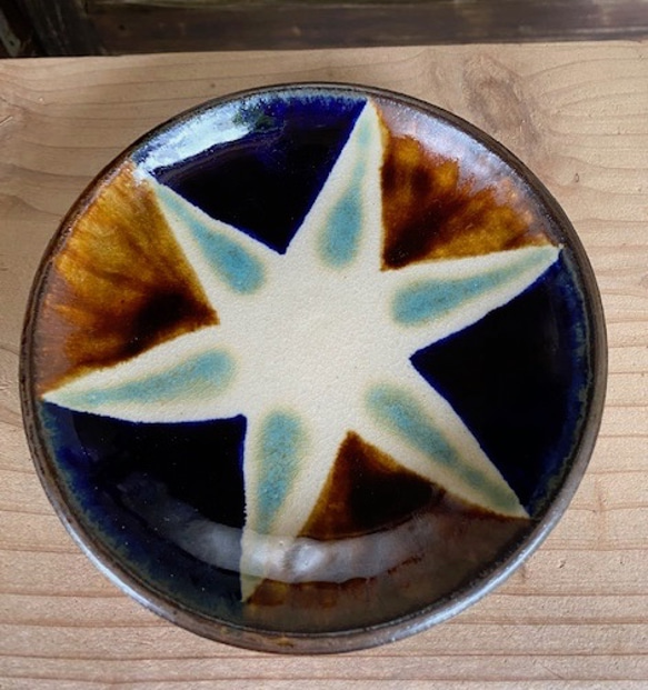 【アウトレット】５寸皿　星紋　２枚セット　エドメ陶房　やちむん　陶器　皿 4枚目の画像