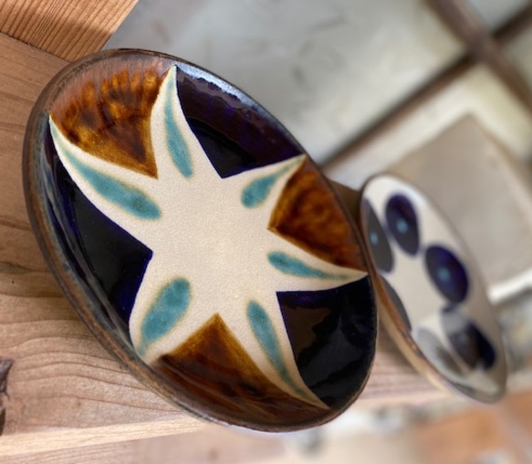 和風青い風景の陶器皿*2 和風青い風景の陶器皿*2 景徳鎮青花皿（大）2枚