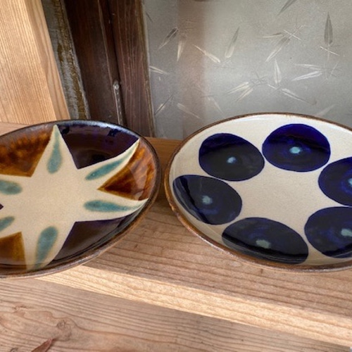 アウトレット】7寸皿 星紋・青丸紋 2枚セット やちむん 陶器 エドメ陶