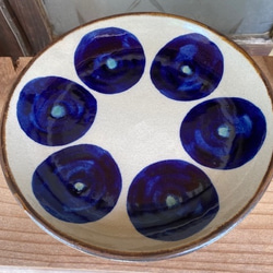 【アウトレット】7寸皿　青丸紋　２枚セット　やちむん　陶器　エドメ陶房　皿 5枚目の画像