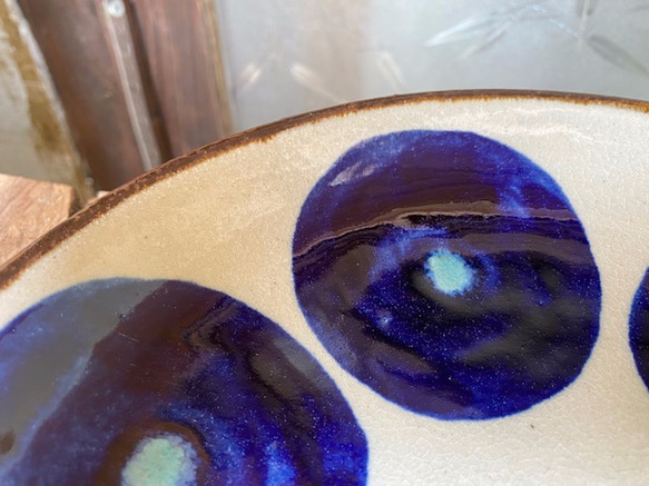 【アウトレット】7寸皿　青丸紋　２枚セット　やちむん　陶器　エドメ陶房　皿 6枚目の画像