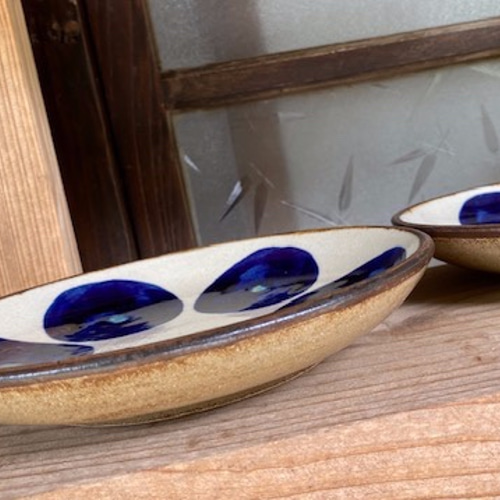 深貝工房　7寸リム皿　2枚セット　やちむん 深貝工房 7寸リム皿 2枚セット やちむん