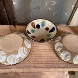 【アウトレット】小鉢　水玉紋　３枚セット　エドメ陶房　やちむん  陶器 3枚目の画像