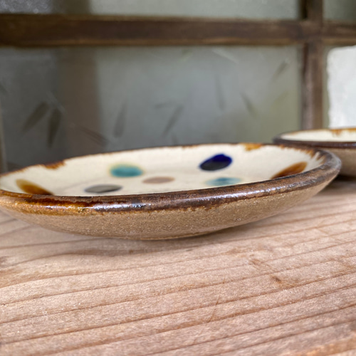 アウトレット】5寸皿 水玉紋 2枚セット エドメ陶房 やちむん 陶器 皿