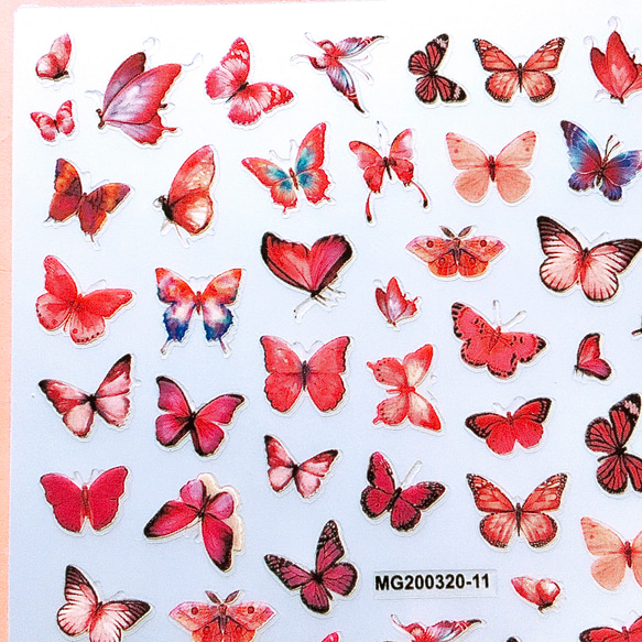 No.S18、ネイルシール♡蝶々、ちょうちょ、蝶、ピンク系、１枚 3枚目の画像