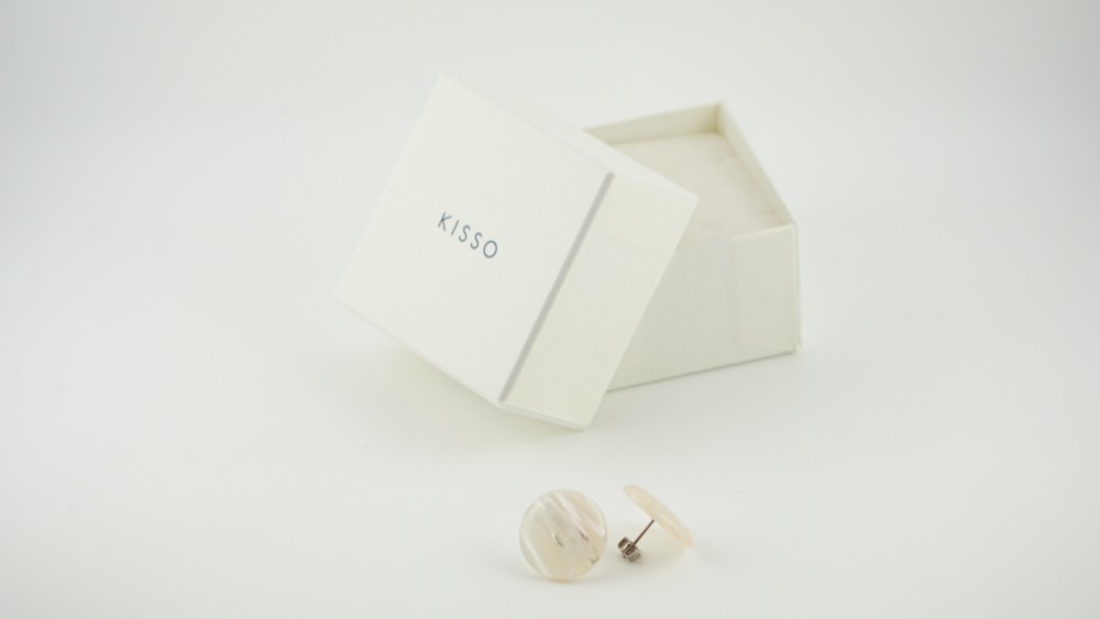 ボタンピアス_スタッドピアス_綿花由来樹脂_リッチホワイトストライプ_20_H60