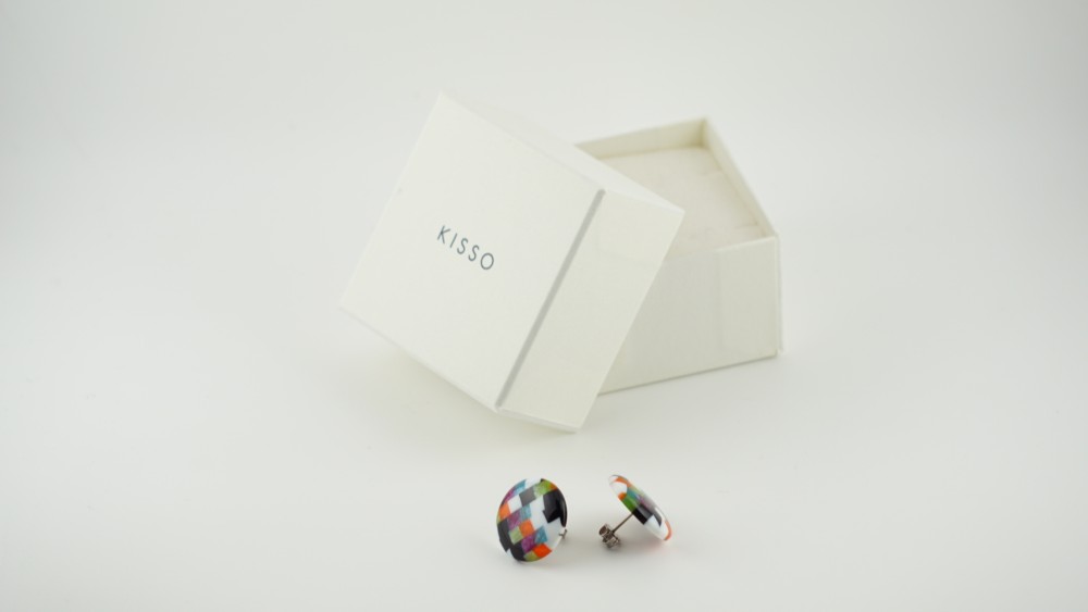 ボタンピアス_スタッドピアス_綿花由来樹脂_マルチチェック_20_C30