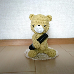 くまさんのあみぐるみ『シャチハタ持ちます♪』【黄色】 1枚目の画像