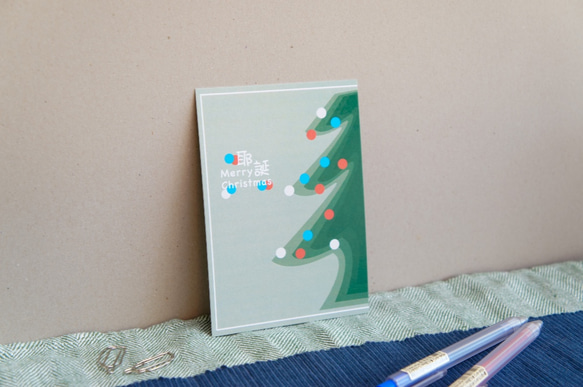 〔永恆設計〕耶誕卡五張 / 松柏綠 #christmascard #クリスマスカード 第1張的照片