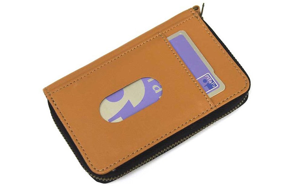 猫の刺繍プリントのコインケース　夜空の合皮レザーのパスケース　小さめの、コンパクトなお財布【受注制作】 9枚目の画像