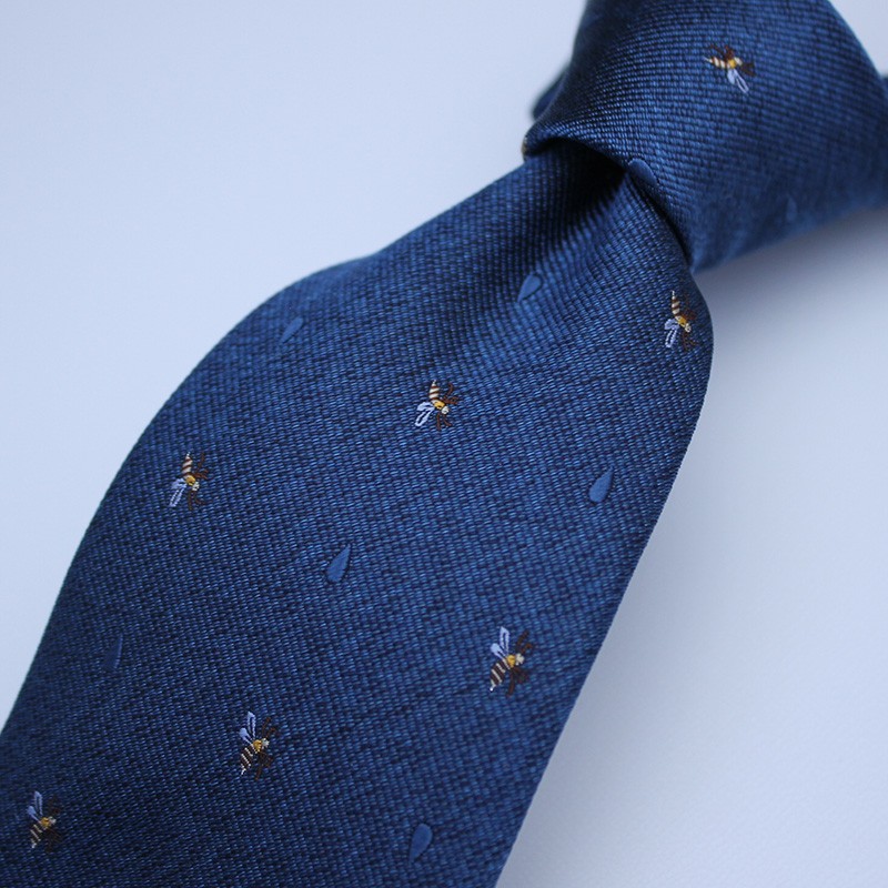 【受注制作】ミツバチとしずくの小紋ネクタイ/青磁色