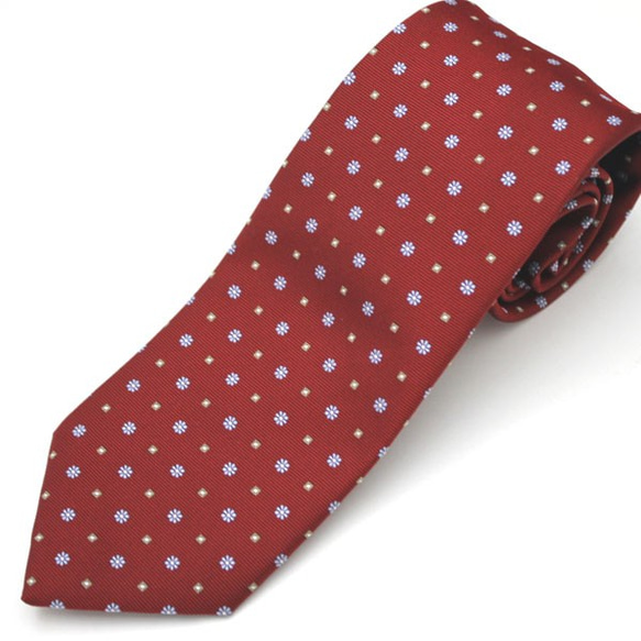 【受注制作】還暦のお祝いに～赤の花小紋ネクタイ 2枚目の画像