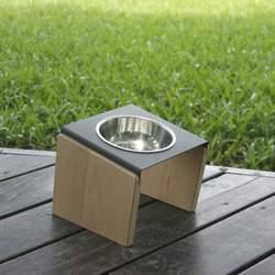 【初木】鐵板燒餐架M號 - 黑色/不銹鋼碗/寵物碗架 第2張的照片