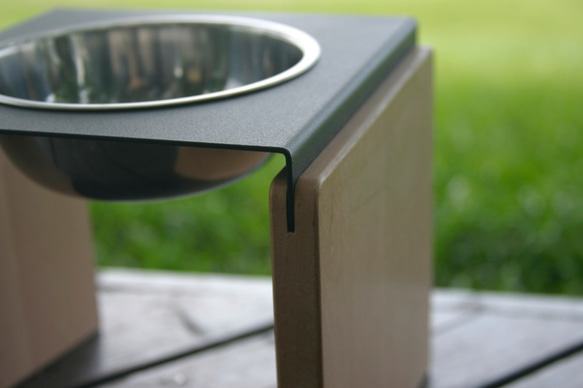 【初木】鐵板燒餐架M號 - 黑色/不銹鋼碗/寵物碗架 第3張的照片