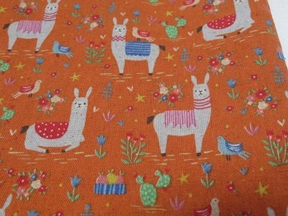 入園入学　アルパカ　オレンジ　巾着　縦24㎝×横20㎝　給食袋　 3枚目の画像