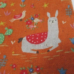 入園入学　アルパカ　オレンジ　巾着　縦24㎝×横20㎝　給食袋　 5枚目の画像