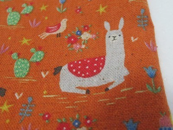 入園入学　アルパカ　オレンジ　巾着　縦24㎝×横20㎝　給食袋　 5枚目の画像