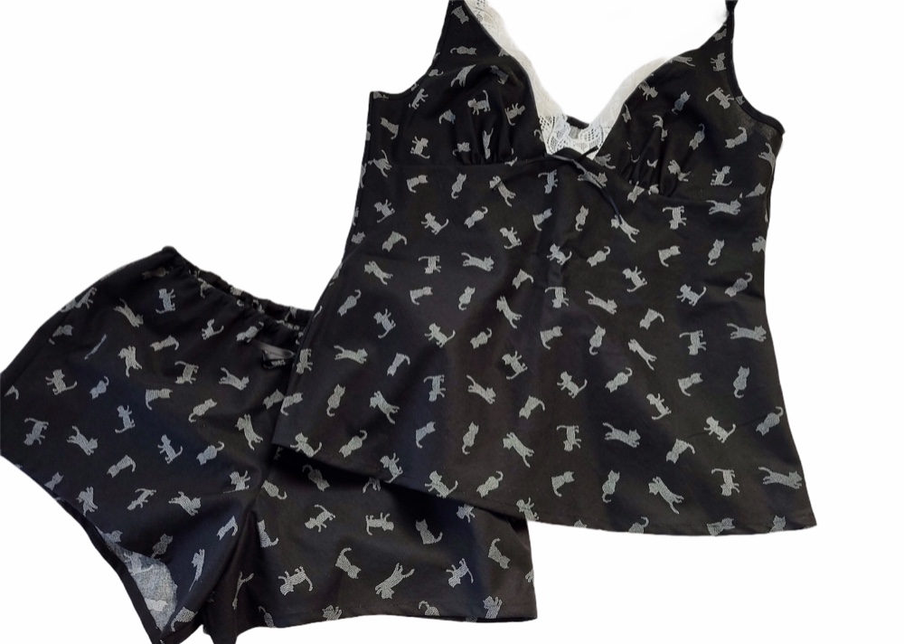 コットン♪　猫キャミソール＆ショートパンツ　ナイトウエア　ルームウエア　ランジェリー