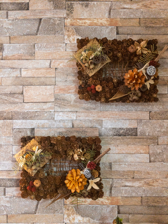 ドライフラワー木の実たっぷりの壁掛けオブジェ☆Xmasプレゼントにも
