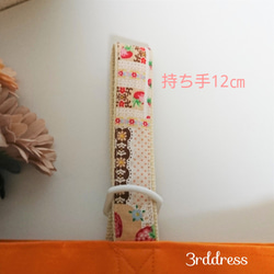 【特別価格】シューズバッグ　入園入学　女の子　～苺パッチワーク～オレンジ　靴入れ 5枚目の画像
