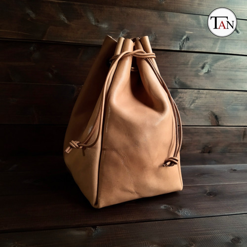 牛革　巾着 And A アンドエー / FINE LEATHER DRAWSTRING BAG【S】牛革巾