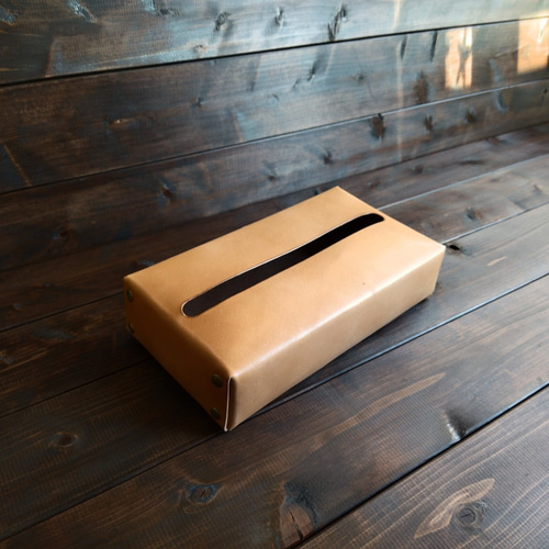 栃木レザーで作ったヌメ革のティッシュケース】 牛革 レザー 本革