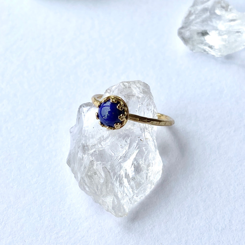 天然石ラピスラズリ大粒クラウンリング】フリーサイズ 12月誕生石 12月