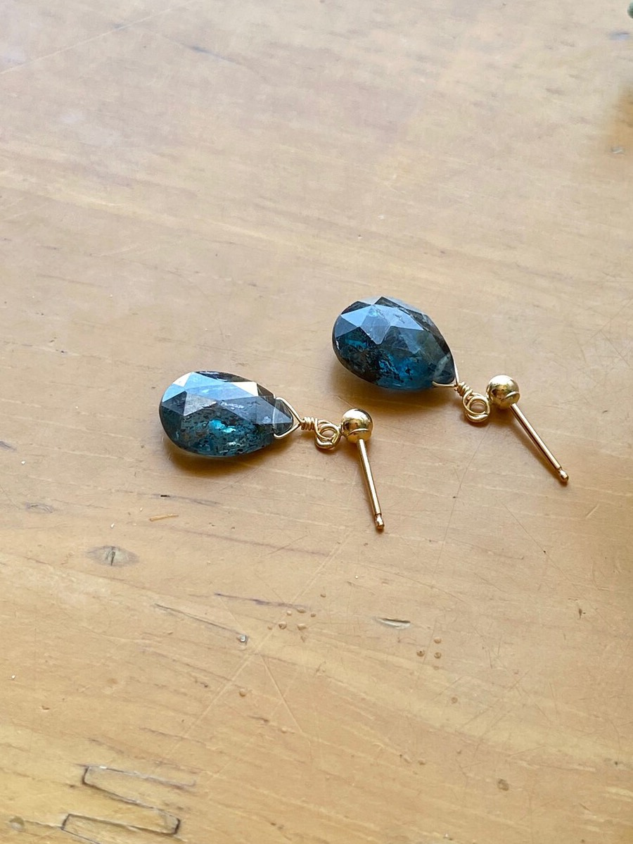 再販♡ Moss Kyanite の耳飾り 14kgf 希少 Mysterious stone 選べる金具♪