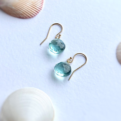 〜Sea green〜 Green Amethyst Quartz Earrings 14kgf 2枚目の画像