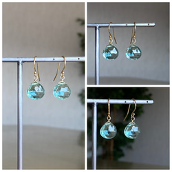 〜Sea green〜 Green Amethyst Quartz Earrings 14kgf 4枚目の画像