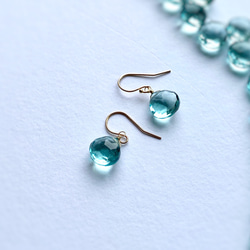 〜Sea green〜 Green Amethyst Quartz Earrings 14kgf 7枚目の画像