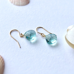 〜Sea green〜 Green Amethyst Quartz Earrings 14kgf 11枚目の画像