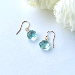 〜Sea green〜 Green Amethyst Quartz Earrings 14kgf 14枚目の画像