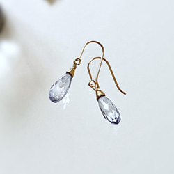 Mystic Tanzanite Blue Quartz Earrings 14kgf 3枚目の画像